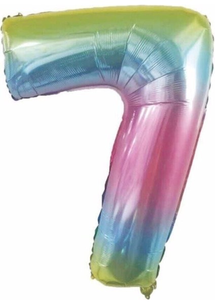 7 Yaş Renkli Gökkuşağı Dev Boy Unicorn Folyo Balon