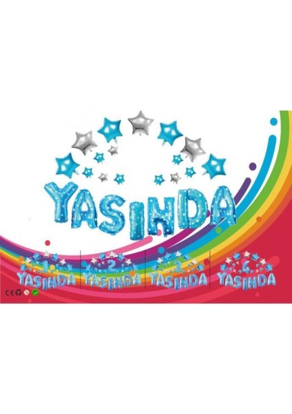 Yıldızlı Yaşında Mavi Renk Balon Seti