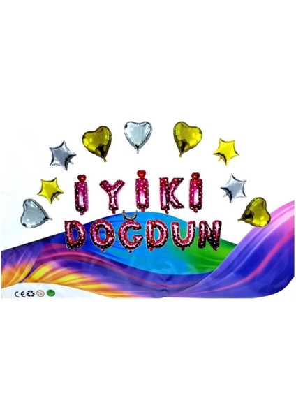 Kalpli Iyiki Doğdun Yazılı Pembe Renk Set Balon