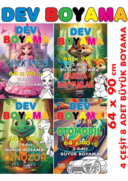 Dev Boyama Kağıdı 4 Çeşit 8 adet 64x90