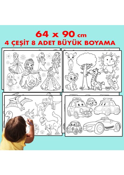 Dev Boyama Kağıdı 4 Çeşit 8 adet 64x90 fiyatları