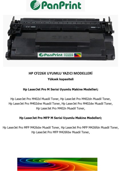 Hp Laserjet Pro Mfp M426DW Muadil Toner CF226X (Yüksek Kapasiteli) 9200 Sf. fiyatları