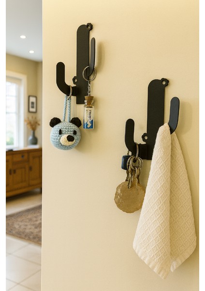 Dekoratif Kaktüs Askılık 2’li Set – Yapışkanlı Duvar Askısı Anahtar, Havlu, Çanta, Şapka Askılığı