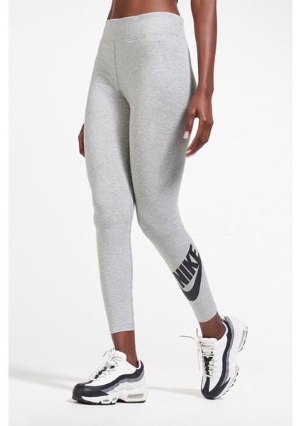 Sportswear Club High Rise Leggings Yüksek Belli Pamuklu Gri Tayt