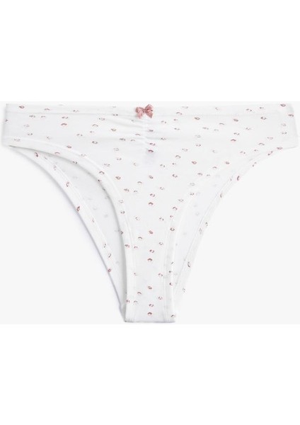 Kurdele Detaylı Rahat Kalıp Pamuklu Desenli Brazilian Külot (Aw 25)