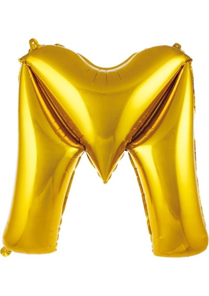76 cm Altın Renk Balon M Harfi 34 Inc Parti Malzemesi