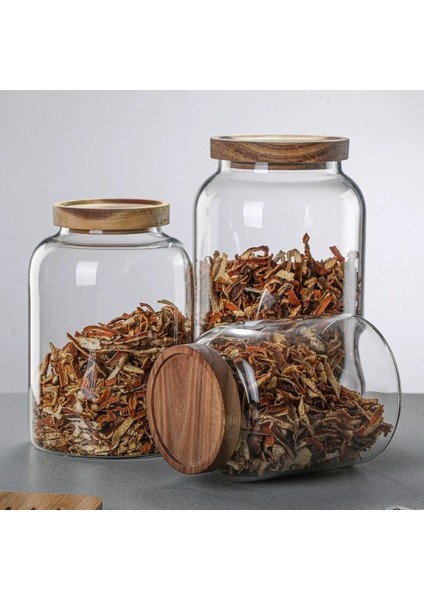 Akasya Kapaklı Vakumlu Cam Erzak Kavanozu 3 Litre (Mn)