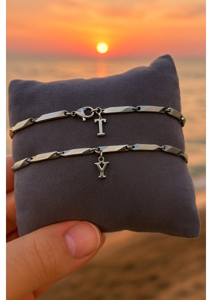 2 Adet Paslanmaz Çelik Spor Model Bileklik Sevgili Arkadaş Çift Bilekliği ECK05C