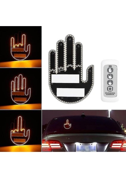 Gesture Uzaktan Kumandalı El Orta Parmak LED Araba Içi LED 3 Farklı Mod
