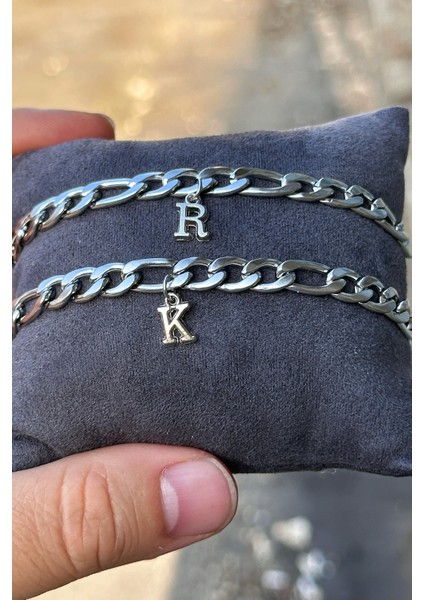 2 Adet Paslanmaz Çelik Kalın Figaro Bileklik Sevgili Arkadaş Çift Bilekliği ECK19C