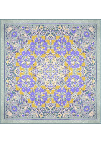 Mint Sedef Desen Twill Ipek Eşarp