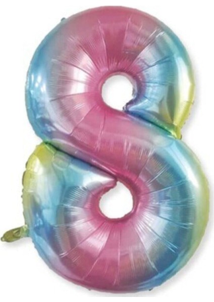 8 Yaş Renkli Gökkuşağı Dev Boy Unicorn Folyo Balon