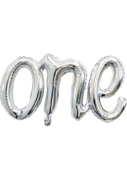 One Yazılı Gümüş Renk Folyo Balon