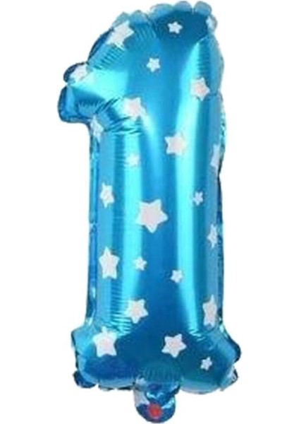 1 Rakam Mavi Renk 16 Inc 40 cm Balon Parti Malzemesi