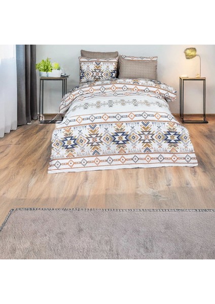 Bohem Geometrik Desenli Nevresim Takımı – Çift Kişilik, %100 Pamuk, Yumuşak Dokulu