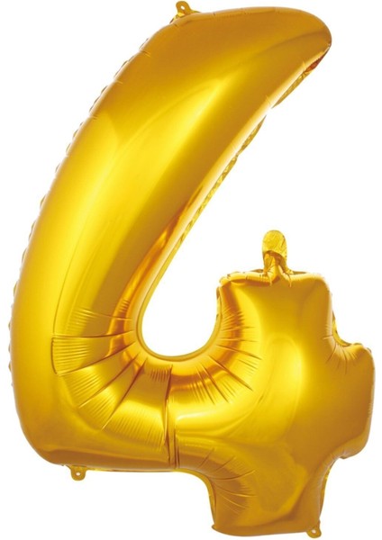 36 cm Altın Renk Balon 4 Rakam 16 Inc Parti Malzemesi