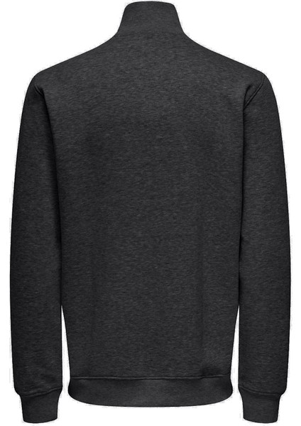 Erkek Yarım Fermuarlı Regular Fit Siyah Sweatshirt - 22034629 fiyatları
