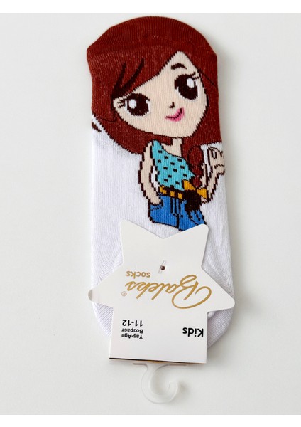 Kız Çocuk Renkli Karakter Baskılı Patik Çorap Seti 4’lü – Rahat ve Eğlenceli Tasarım