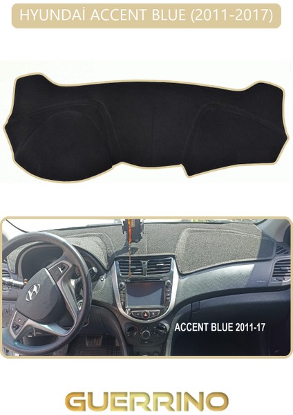 Hyundai Accent Blue 2011-2017TORPİDO Koruma Halısı Bej Kenar