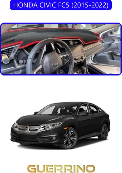 Honda Cıvıc Fc5 2015-2022TORPİDO Koruma Halısı Mavi Kenar