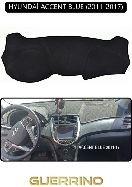 Hyundai Accent Blue 2011-2017TORPİDO Koruma Halısı Siyah Kenar
