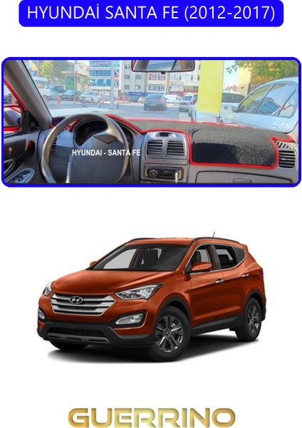 Hyundai Santa Fe 2012-2017TORPİDO Koruma Halısı Mavi Kenar