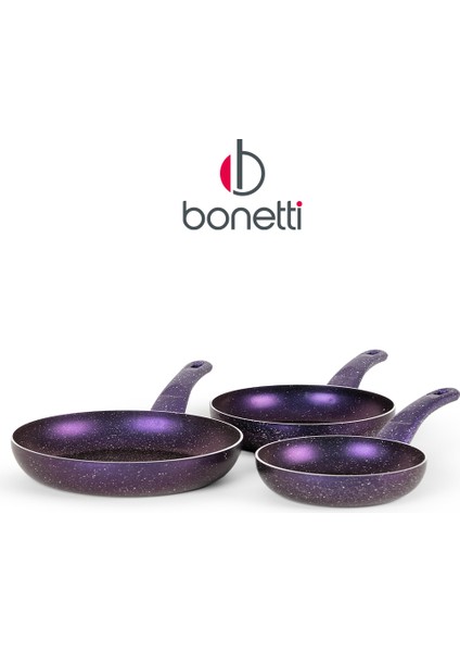Premium 3'lü Granit Tava Seti Yanmaz Yapışmaz Çizilmez Mor | 20-24-28 cm | fiyatları