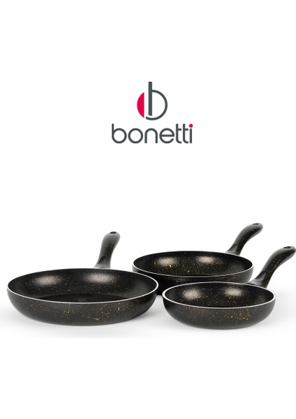 Premium 3'lü Granit Tava Seti Yanmaz Yapışmaz Çizilmez Siyah | 20-24-28 cm | fiyatları