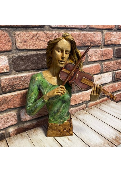 Keman Çalan Kadın Biblo Heykel