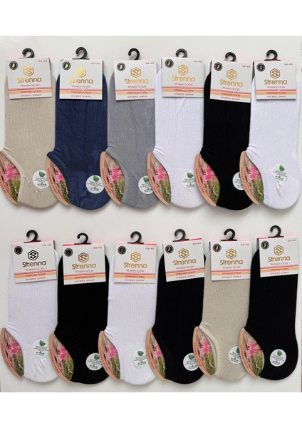 12 Çift Strenna Unisex Bambu Görünmez Sneaker Çorap
