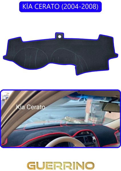 Kia Cerato 2004-2008TORPİDO Koruma Halısı Mavi Kenar