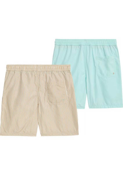 ​2'li Çizgili Çocuk Yüzme Şortu (6-16 Yaş)​