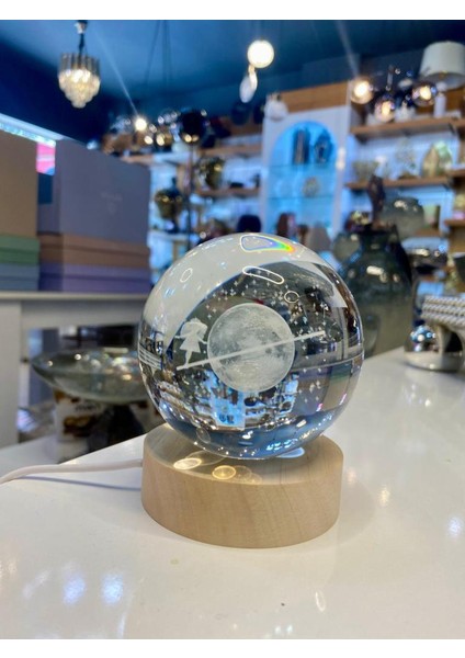 Dünya Cam Işıklı Dekoratif Küre 7cm