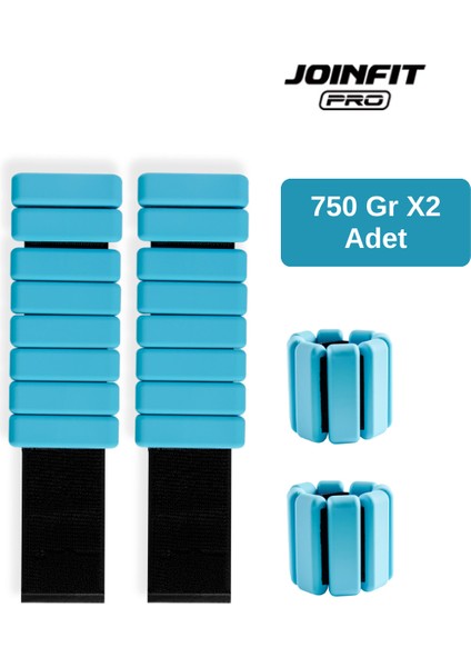 Joınfıt Pro El ve Ayak Bilek Ağırlığı Mavi 750 gr x 2 Adet | Ayarlanabilir Spor ve Fitness Ekipmanı