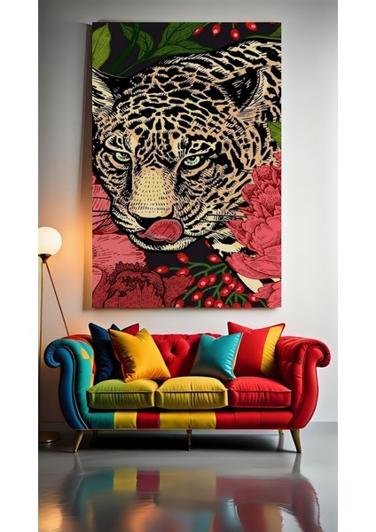 Çizim Kaplan Ev Duvar Salon Güzellik Salonu Ofis Dükkan Dekarasyon Kanvas Tablo