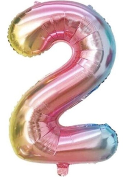 2 Yaş Renkli Gökkuşağı Balon Unicorn 74 cm