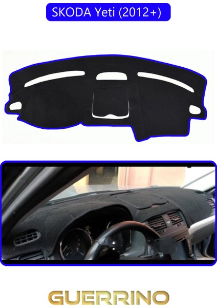 Skoda Yeti (2012+) Torpido Koruma Halısı Mavi Kenar