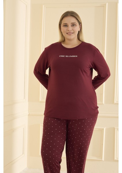 Kadın Pijama Takımı Büyük Beden & Battal Uzun Kol