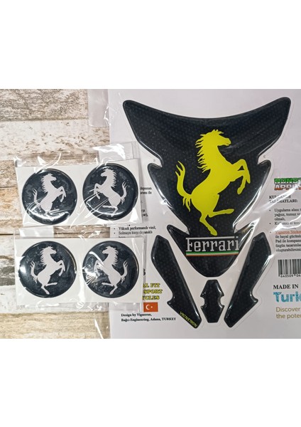 Sticker Seti Siyah Tankpad + 4 Yuvarlak Sticker (Ferrari) fiyatları