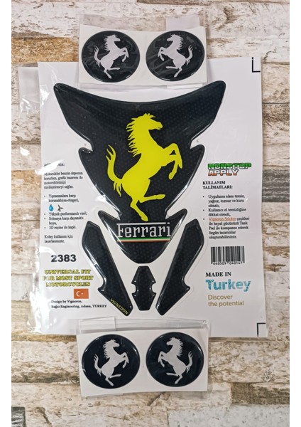 Sticker Seti Siyah Tankpad + 4 Yuvarlak Sticker (Ferrari) modelleri