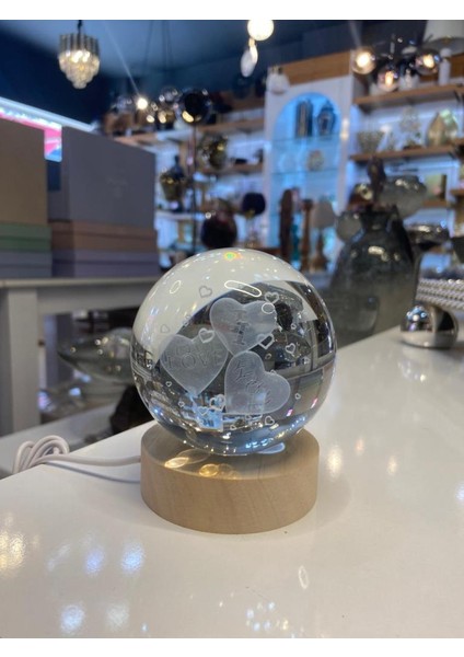 Kalpli Cam Işıklı Dekoratif Küre 8cm