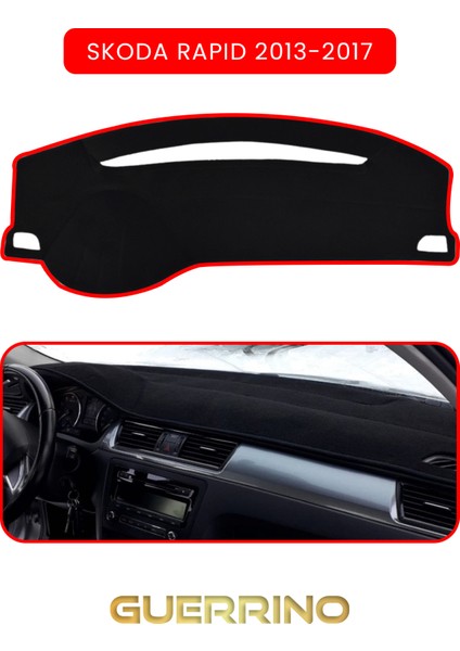 Skoda Rapid (2013-2017) Torpido Koruma Halısı Kırmızı Kenar