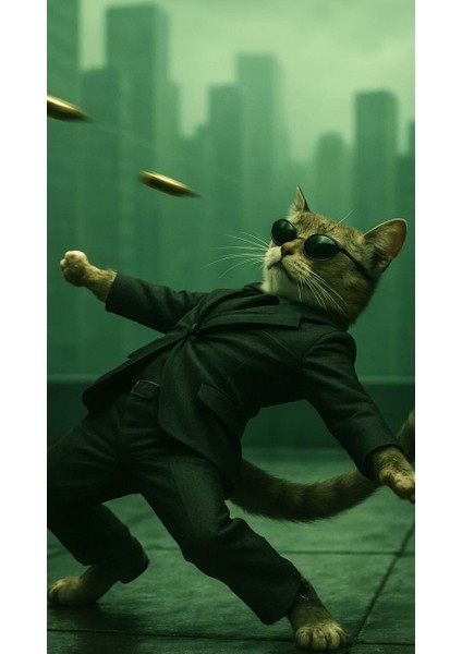 Matrix Kedi V1 Ev Duvar Salon Güzellik Salonu Ofis Dükkan Dekarasyon Kanvas Tablo fiyatları