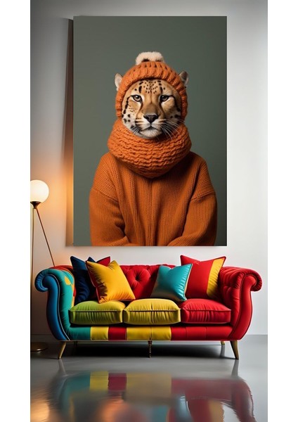 Kış Kreasyonu Deneyen Hayvan V1 Ev Duvar Salon Güzellik Salonu Ofis Dükkan Dekarasyon Kanvas Tablo