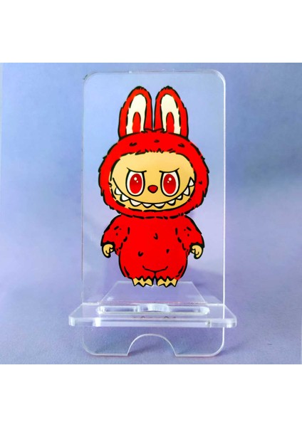 Labubu Baskılı Masa Üstü Telefon Standı 4mm Şeffaf Model-1