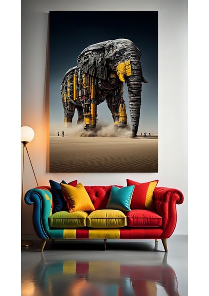 Mekanik Fil V1 Ev Duvar Salon Güzellik Salonu Ofis Dükkan Dekarasyon Kanvas Tablo