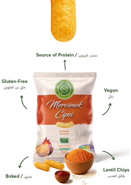 Barbekü Soslu Mercimek Cipsi 60 g x 3 Paket (Glütensiz & Vegan) modelleri