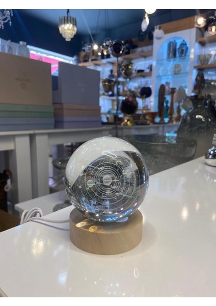 Gezegen Cam Işıklı Dekoratif Küre 8cm