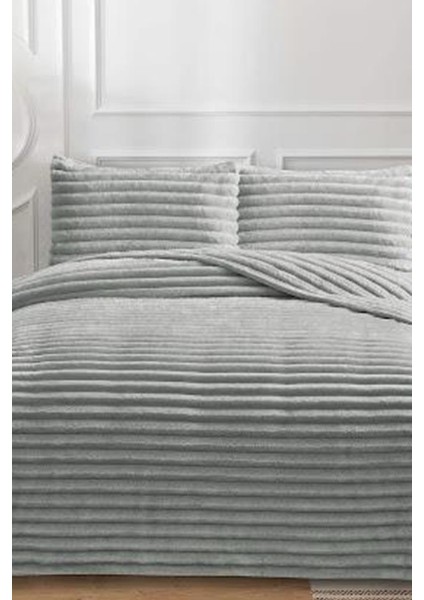 Eterna Peluş Tek Kişilik 180X240 cm Yatak Örtüsü Gri