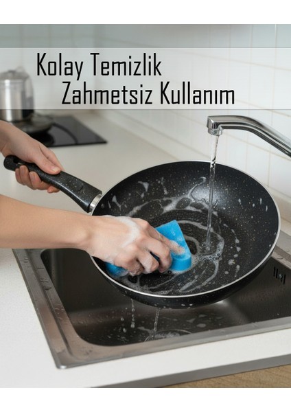 Granit Siyah Wok Tava | 26 cm | Yapışmaz Yüzey fırsatları